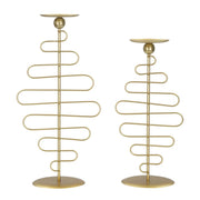 Set 2 portacandele Alid in ferro dorato CM 25x16x51 e 20x16x43