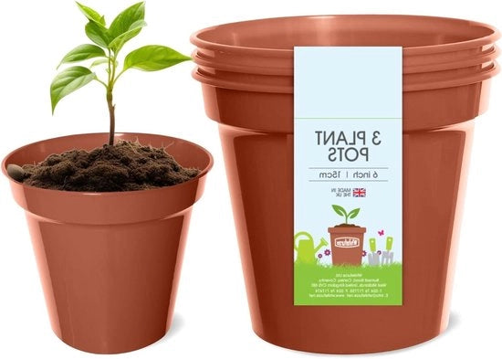Set di vasi per piante in terracotta - 15 cm - confezione da 3 pezzi