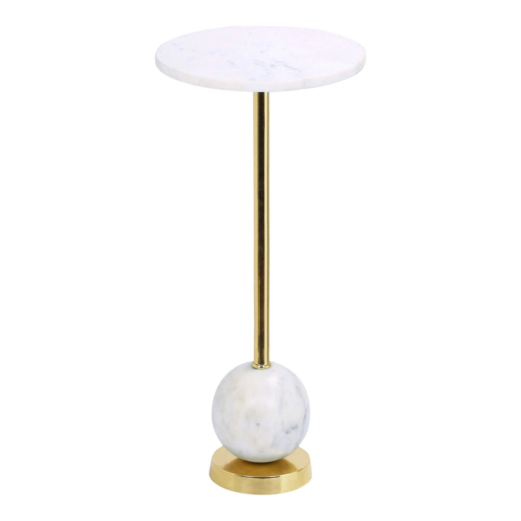 Tavolino Salo con piano in marmo bianco e base sferica ø25x54 cm