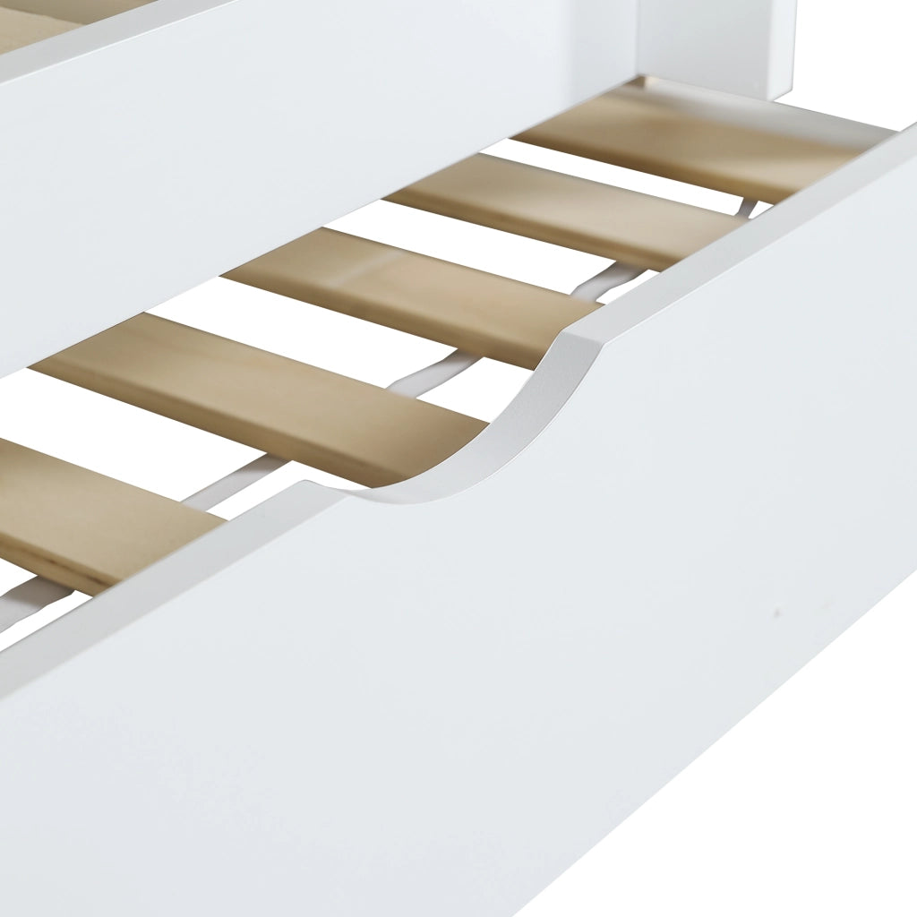 LETTO A CASTELLO con letto estraibile e scivolo 90x200/190 cm Bianco