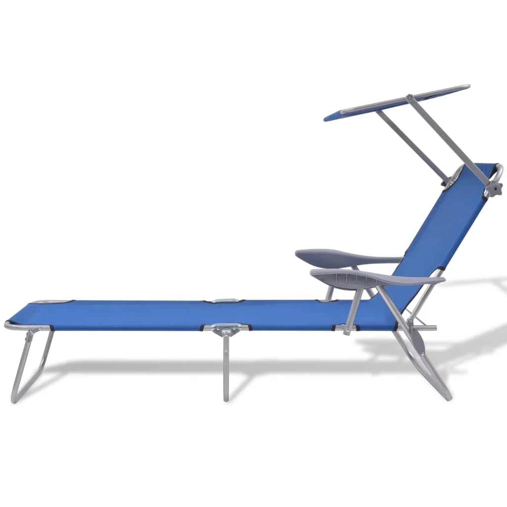 Lettino prendisole sedia a sdraio lettino prendisole letto da giardino mobili da esterno per patio con tettoia in acciaio blu 02_0012263