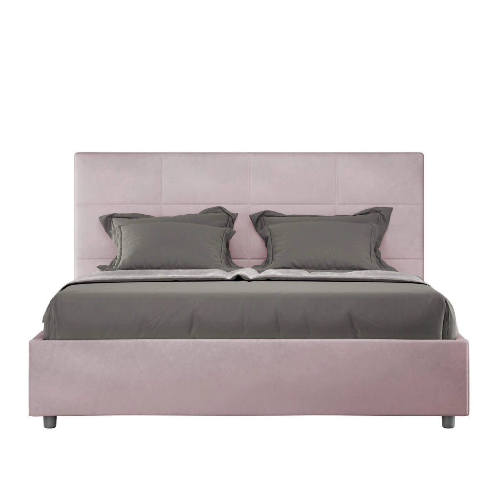 Letto una piazza e mezza con rete imbottito 130x210 microfibra glicine Mika