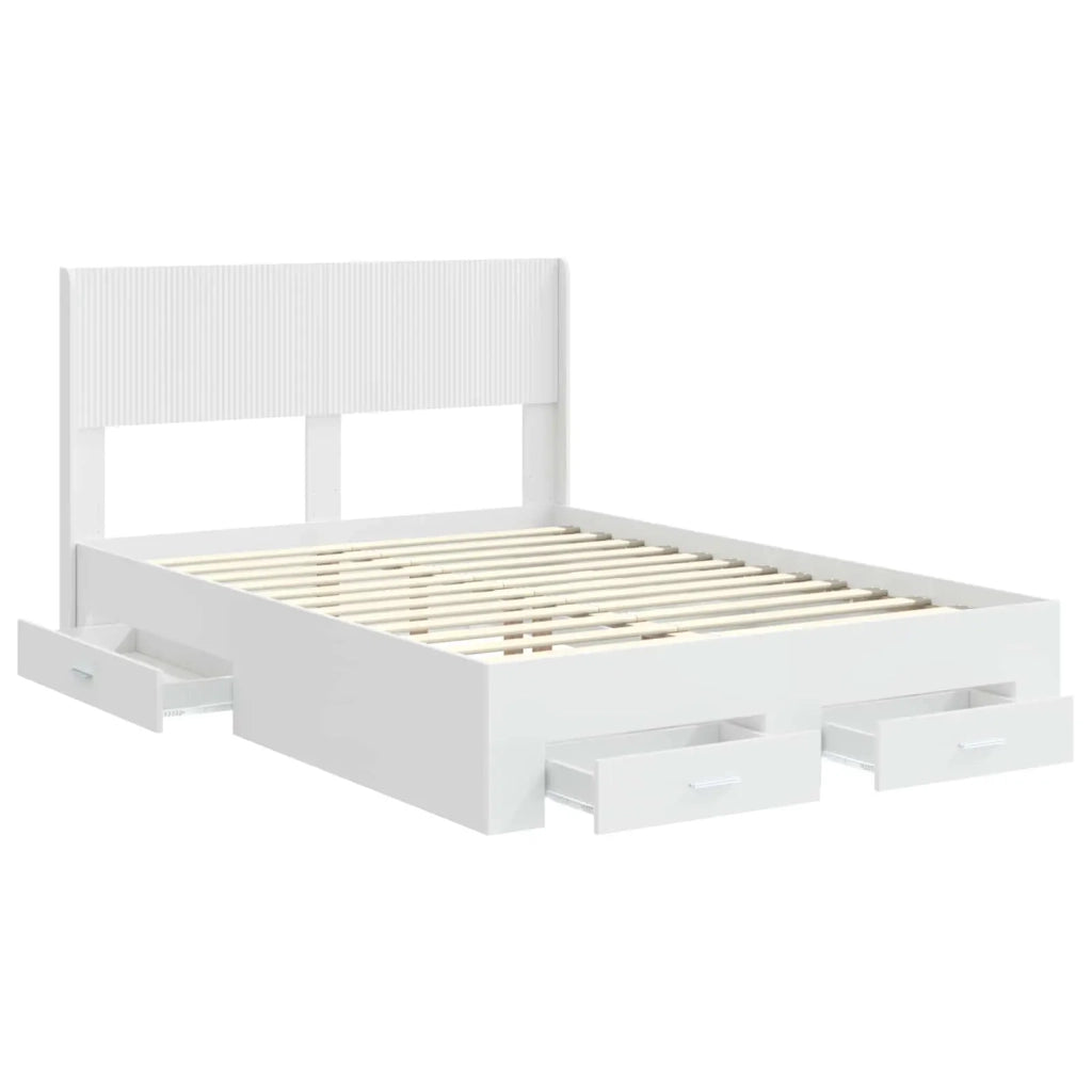 Struttura del letto con stoccaggio e testata Bianco 3414459