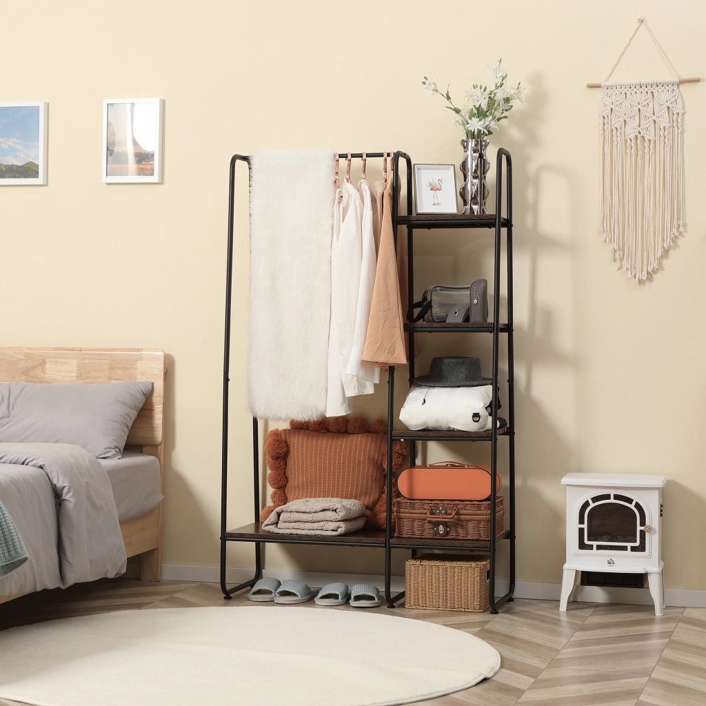Armadio con appendiabiti e ripiani ¨C zephmum ¨C 101x39x160 cm Marrone Rovato