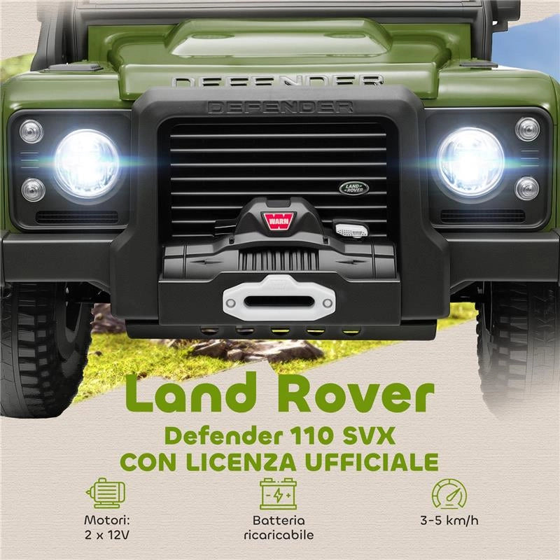 MACCHINA ELETTRICA PER BAMBINI 3-5 ANNI LAND ROVER OFFICIALE 12V CON TELECOMANDO, SOSPENSIONI, LUCI LED, VERDE