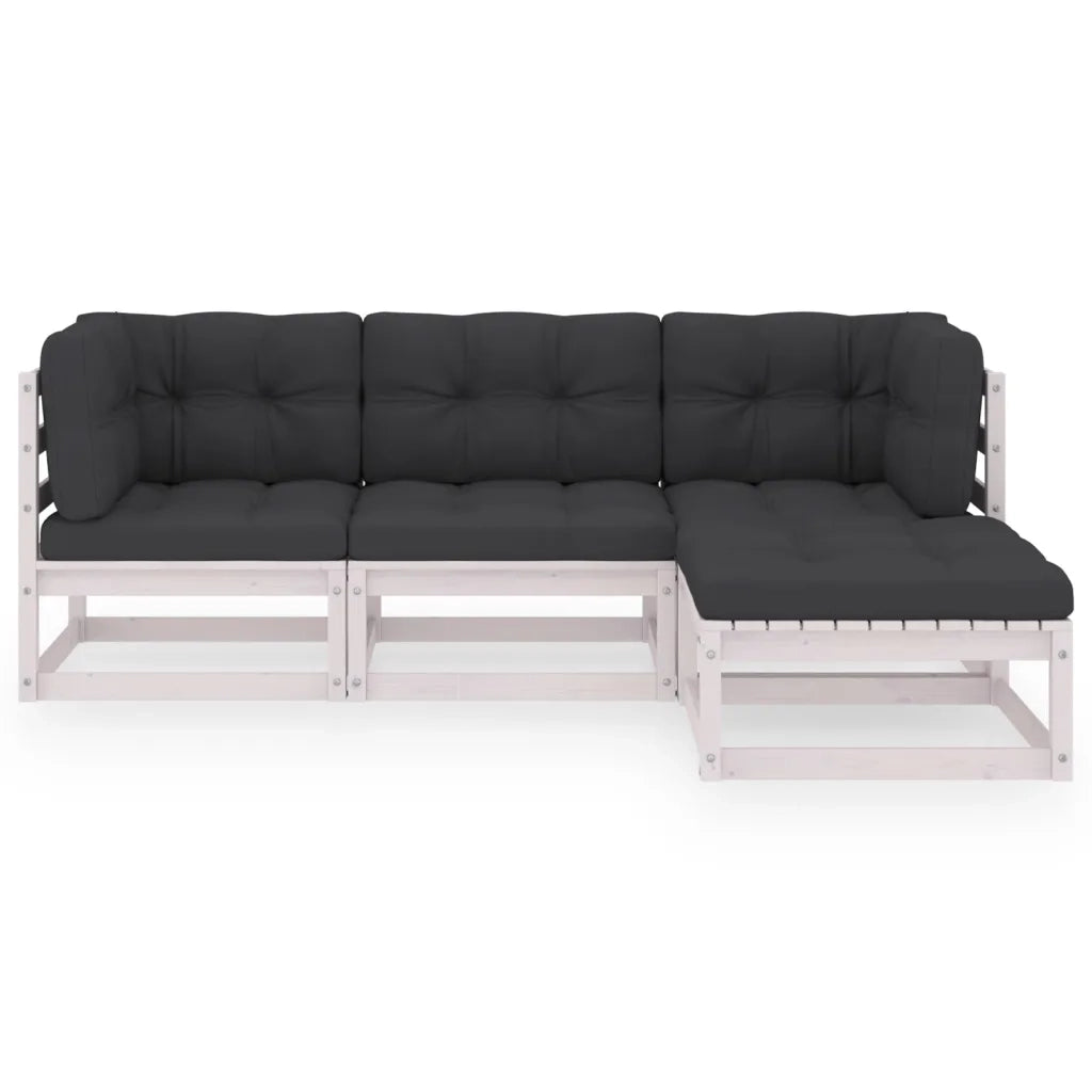 Set Divani da Giardino 4 pz | Set Salotto da Giardino con Cuscini Legno Massello Pino