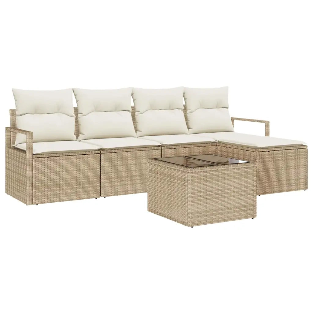 Set di divani con cuscino 6 pcs Beige e Crema polyrattan 3355020