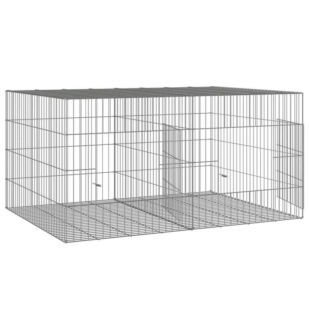 Gabbia per conigli con 2 pannelli 110 x 79 x 54 cm ferro zincato argento 02_0041685