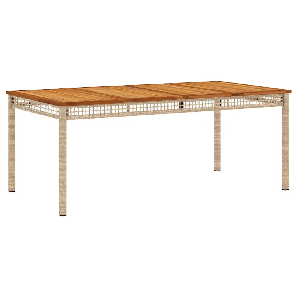 Tavolo da Giardino Beige 180x90x75 cm Polyrattan e Legno Acaciacod mxl 92419