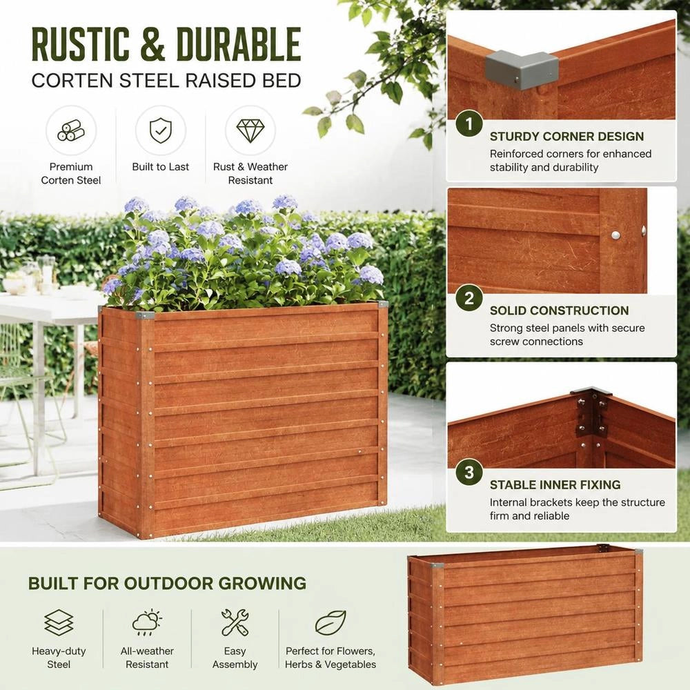 Rusty Raised Bed 100x40x77 Cm Corten Steel
