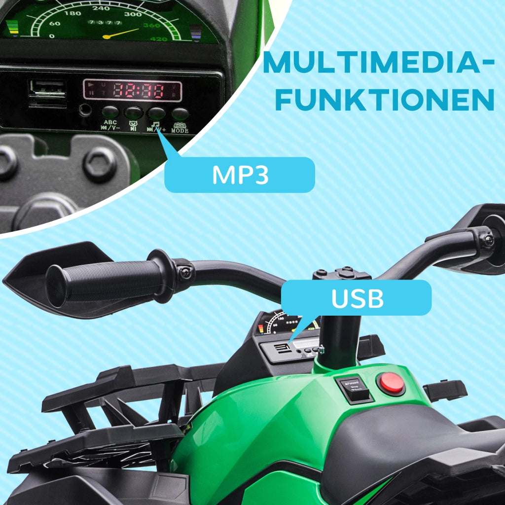 Quad Elettrico Bambini ¨C Xylo ¨C Verde, 3-8 km/h, 3-5 Anni, Luci e Musica