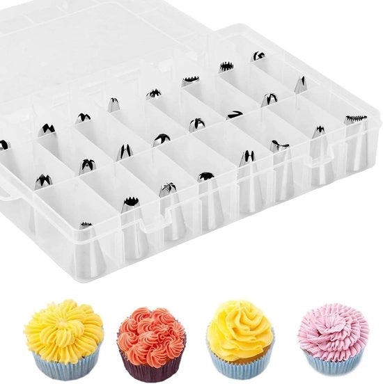 Set decorativo di 24 spugnette in acciaio inossidabile per la decorazione di torte, comprese spugnette per verniciatura.