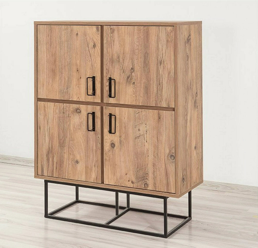 Credenza Katmandu, Buffet da soggiorno, Madia da salotto, Dispensa da cucina, 93x36h115 cm, Quercia e Nero