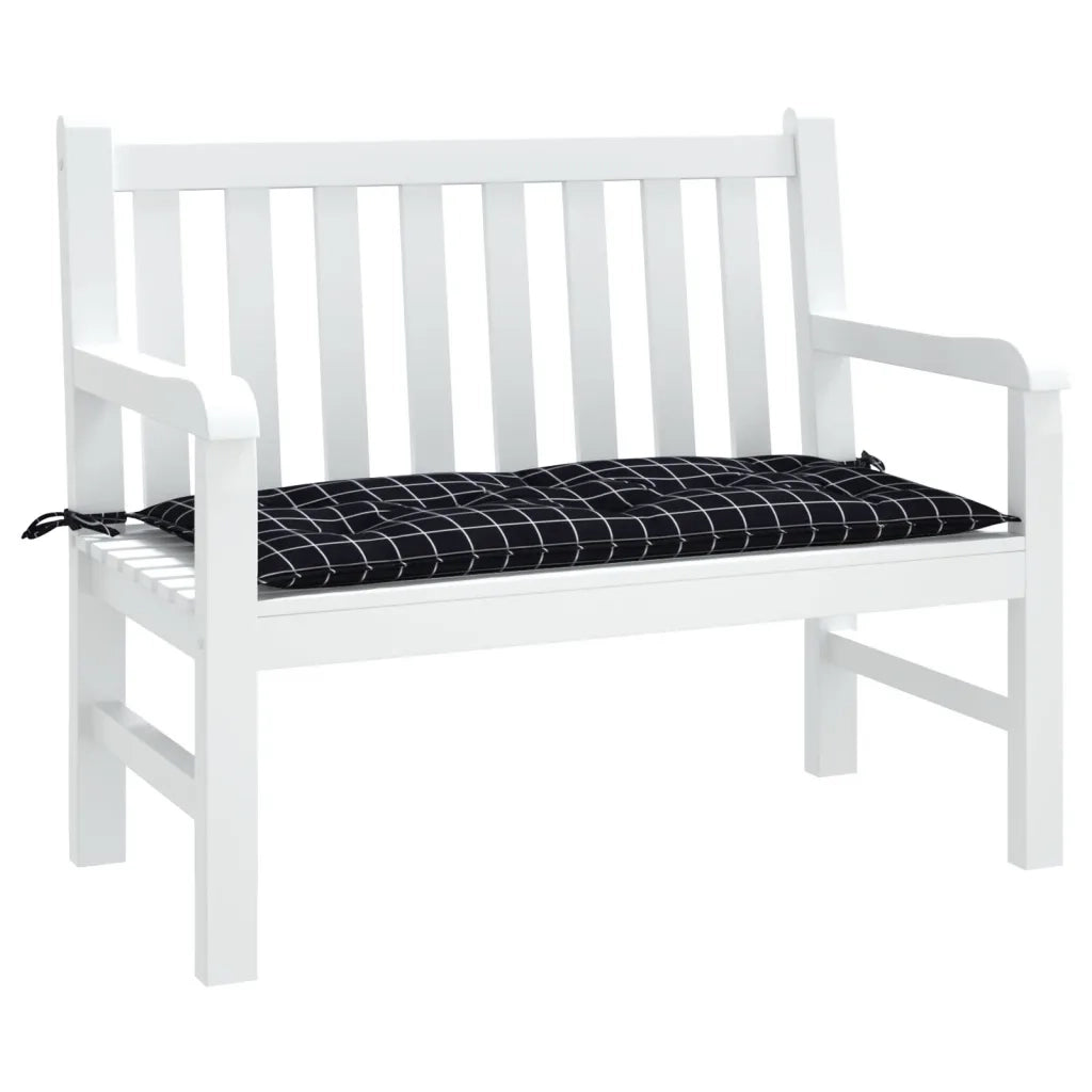 Cuscino per Panca a Quadri Neri 100x50x7 cm in Tessuto Oxford 361577