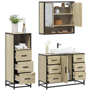 Set Mobili da Bagno 3 pz Rovere Sonoma in Legno Multistrato 3301051
