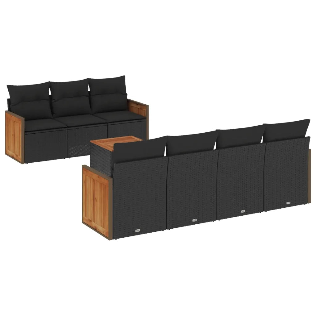 Set Divani da Giardino con Cuscini 8 pz Nero in Polyrattancod mxl 88838