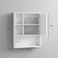 Armadietto con Specchio da Bagno con Mensole a Giorno 60x15x76cm Bianco