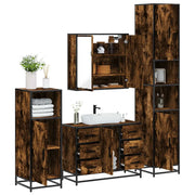Set Mobili da Bagno 4 pz Rovere Fumo in Legno Multistrato 3301202