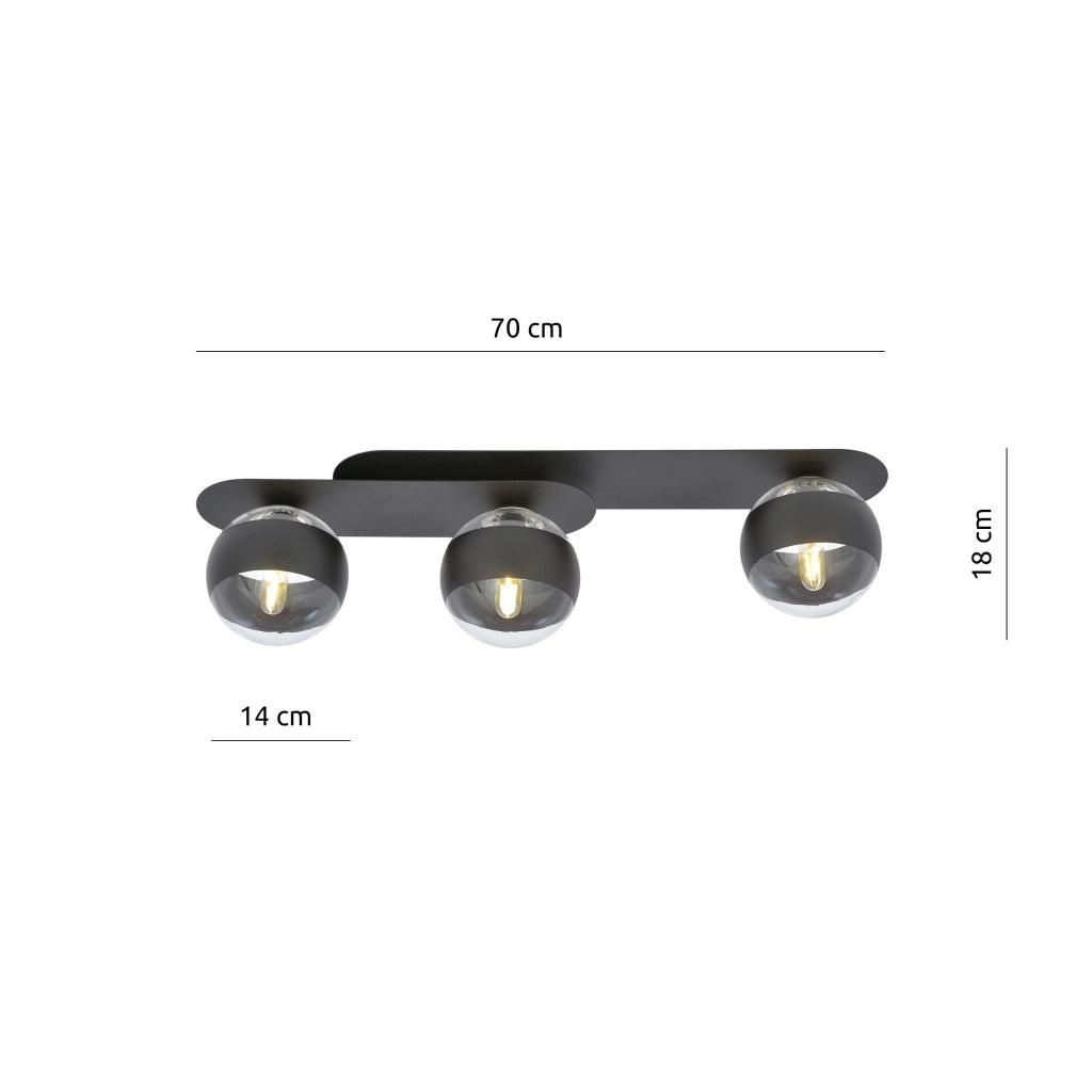 Plafoniera Emibig Plaza 3 3xE14 metallo nero trasparente