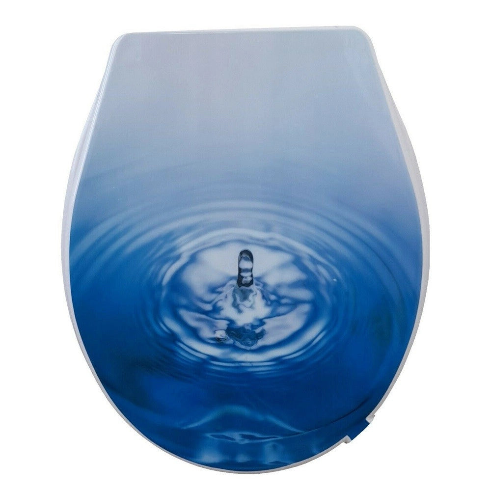 Trade Shop - Copriwater Universale Bagno Copri Wc 44x36.5cm Morbido Fantasia Goccia D'acqua -        3,5