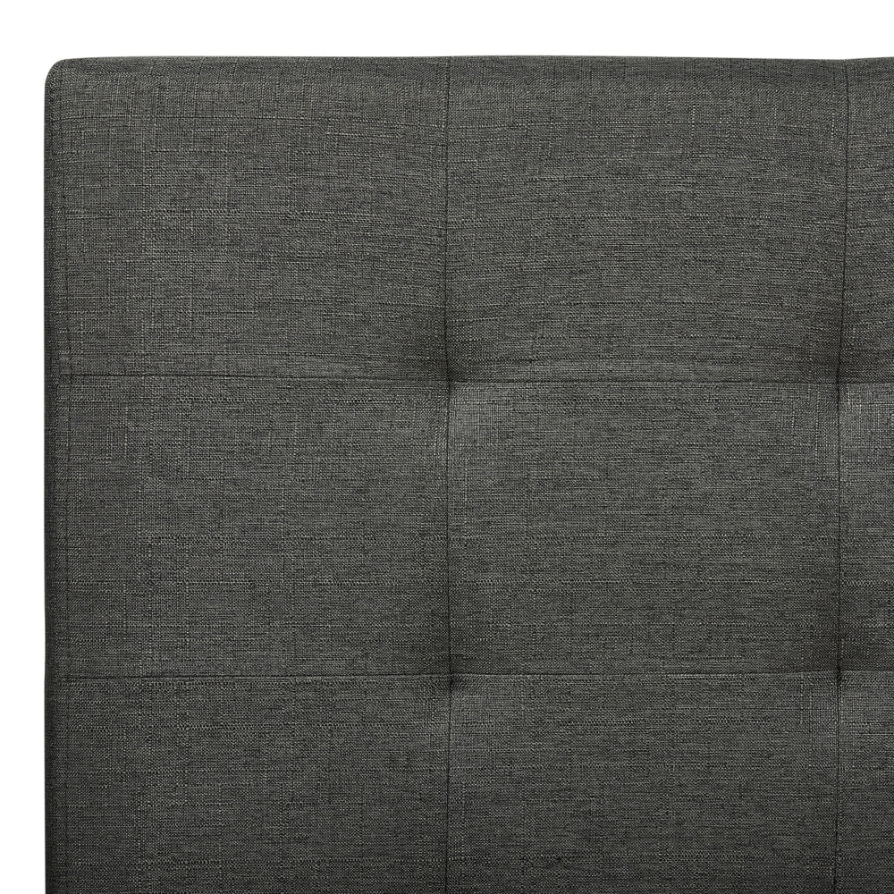 Letto contenitore matrimoniale imbottito grigio scuro con rete a doghe e cassetti 180 x 200 cm