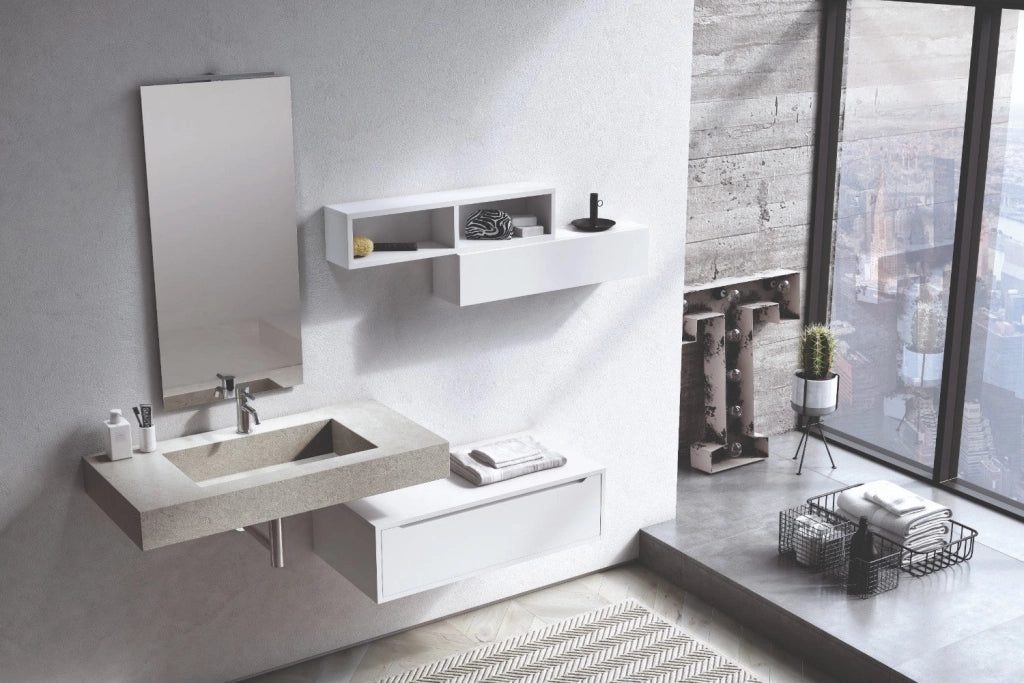 Mobile Bagno Sospeso 60 cm in Legno TFT Belsk Bianco Opaco