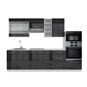 Cucina componibile Fame-Line Antracite lucido/Bianco 280 cm, PL Marmo Vicco