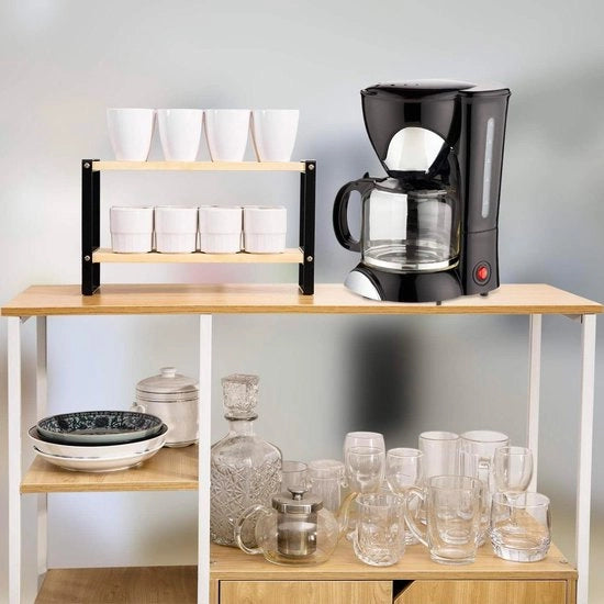 Rack a bamboe in piedi con 2 pannelli - 40 x 35 x 175 cm - nero e marrone - rack multifunzionale per cucina, bagno e ufficio.