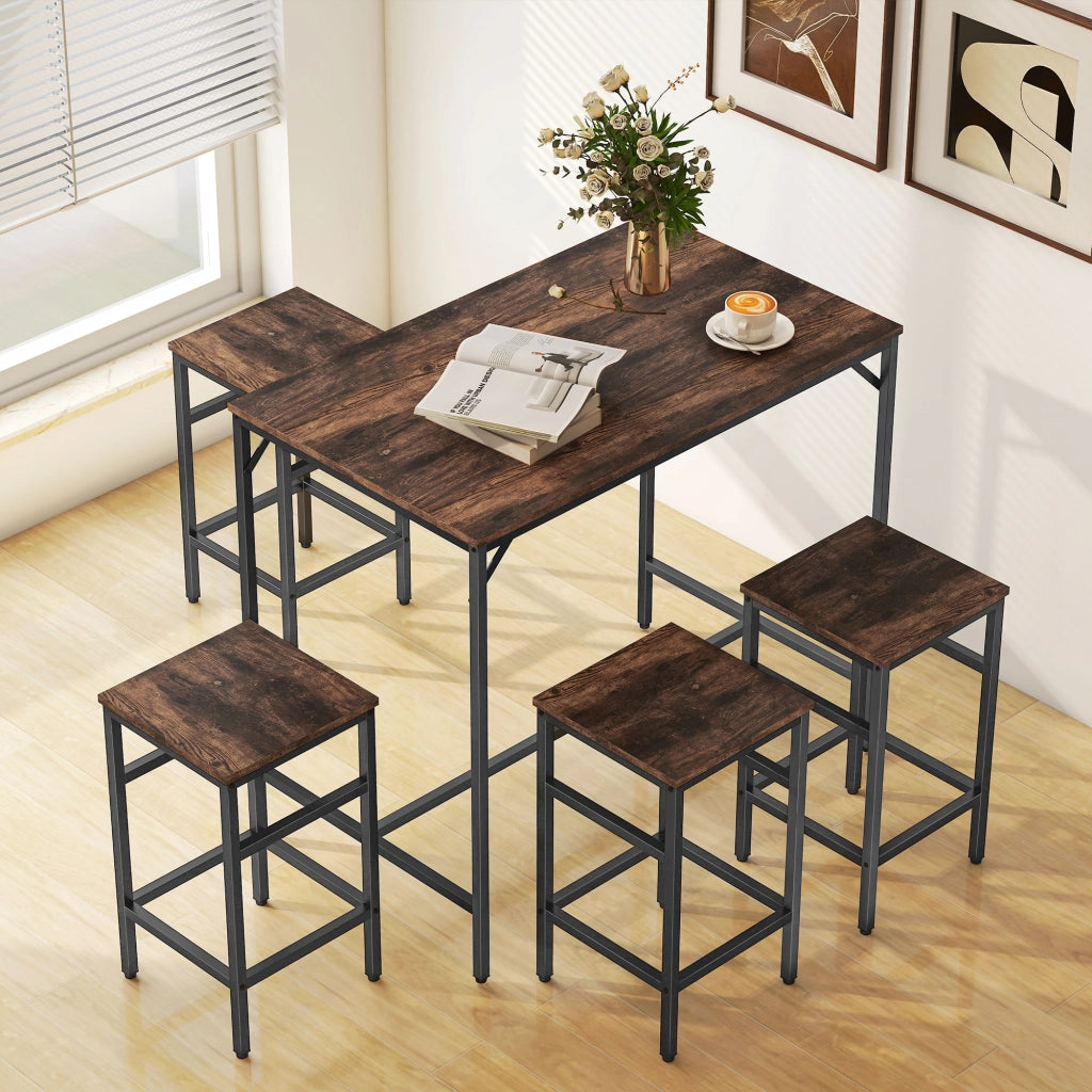 Tavolo da pranzo alto allungabile ¨C zephmum ¨C Metallo e legno, Marrone rustico, 100x60x88 cm