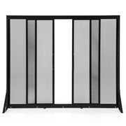 Protezione sicura da scintille con telaio di supporto a triangolo-Schermo per camino con porte scorrevoli 96 x 79 cm Nero