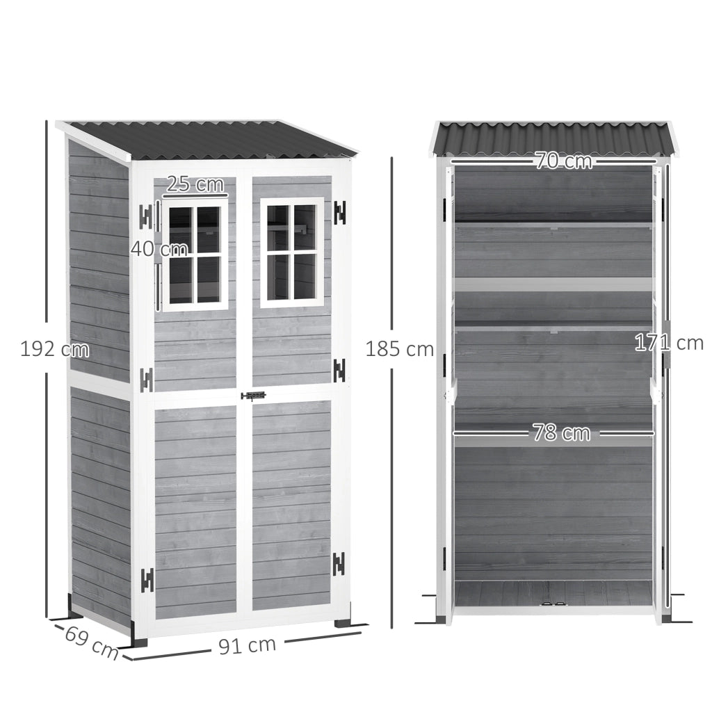 Casetta da Giardino in Legno con Ripiani ¨C zephmum ¨C Grigio 88x132x19