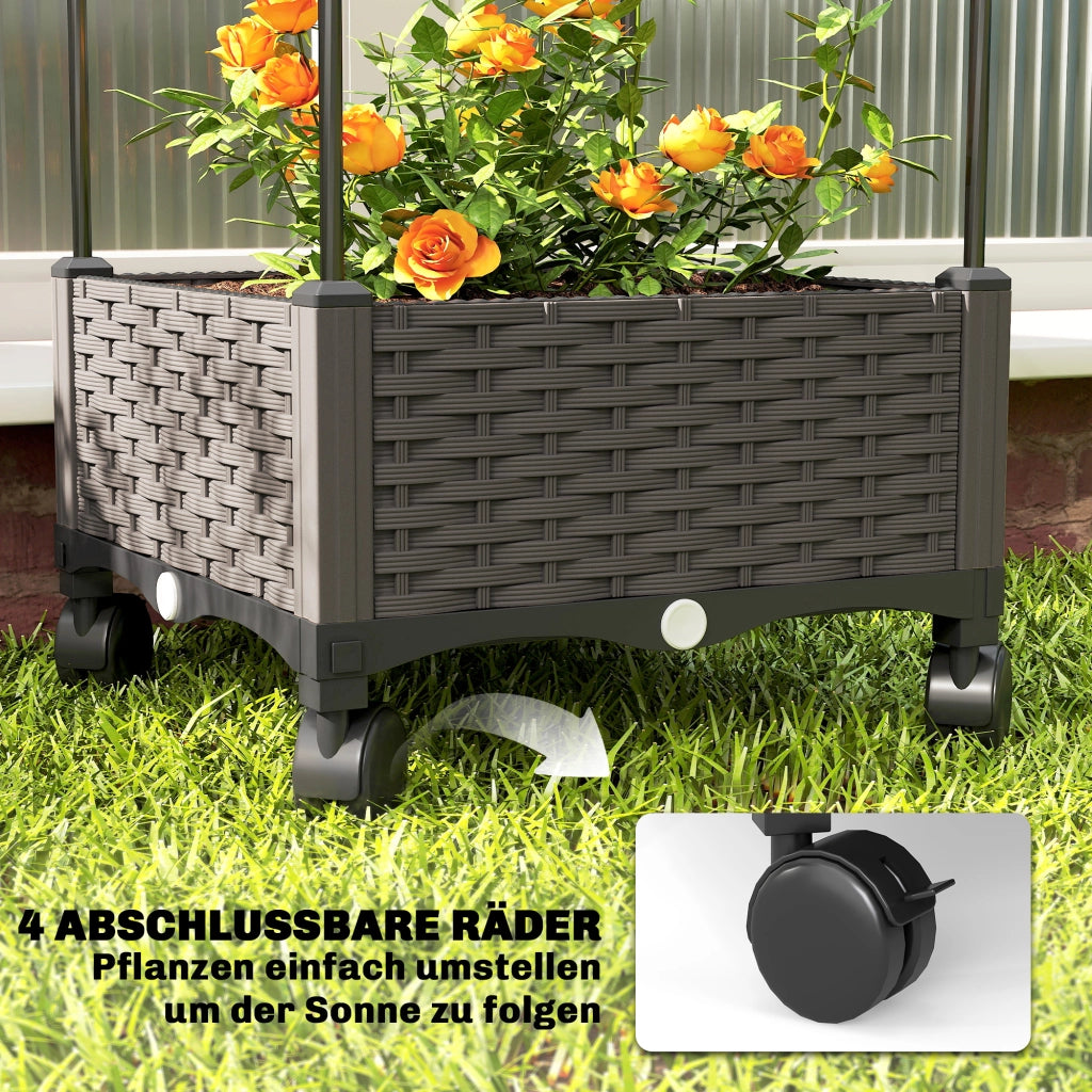 Vaso da fiori mobile con graticcio per piante rampicanti ¨C zephmum ¨C 40x40x185 cm