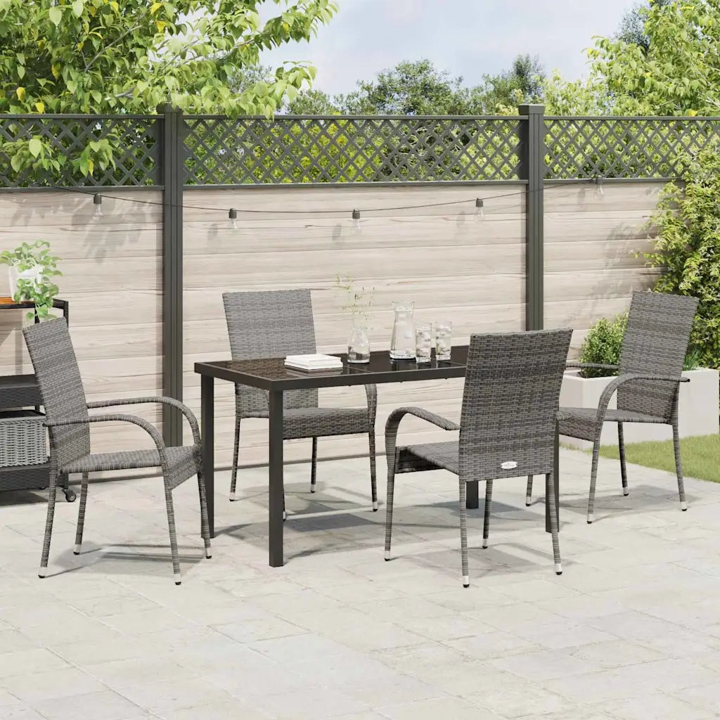 Set da Pranzo per Giardino 5 pz | Set Salotto da Giardino Grigio