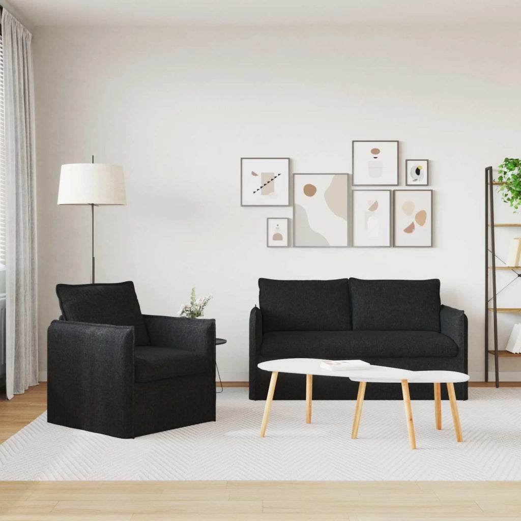 Set di divani 2 pcs Nero 156 x 82 x 85 cm Tessuto