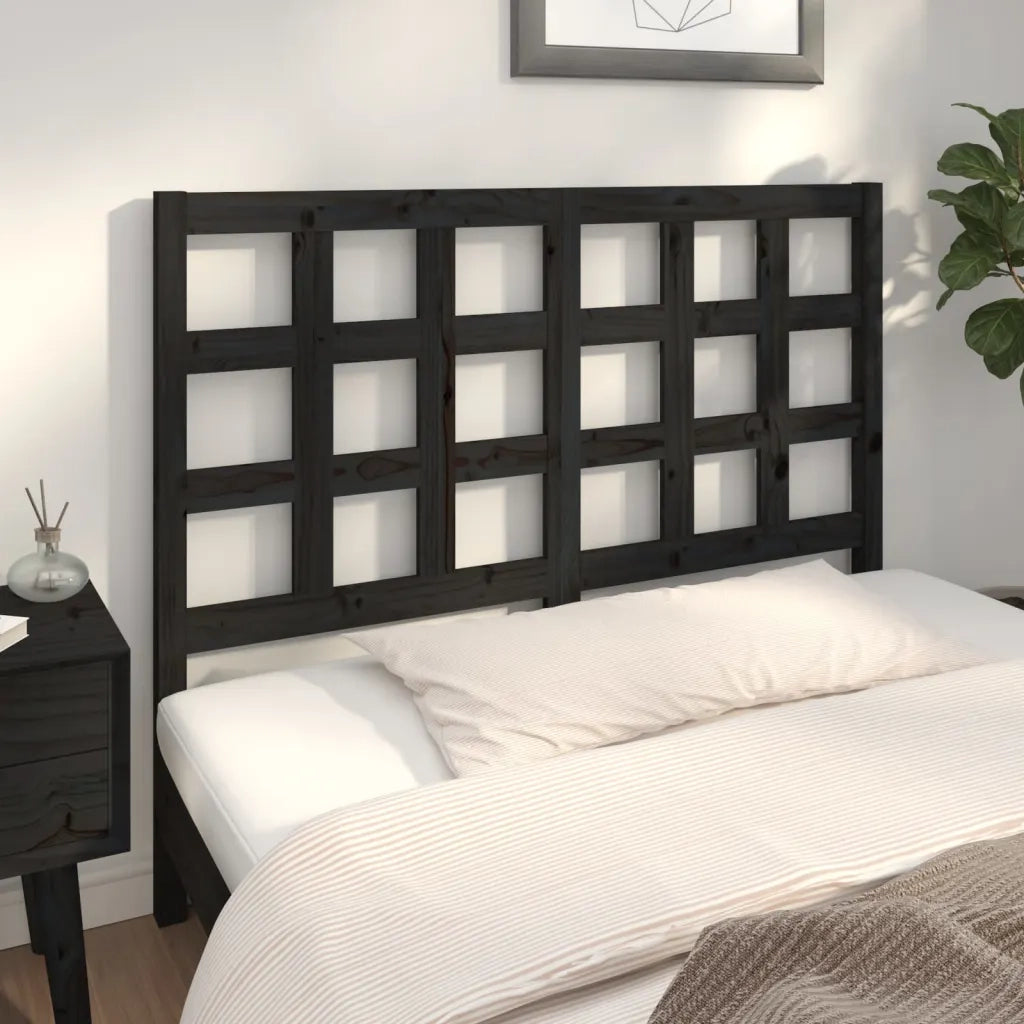 Testiera per Letto Nera 125,5x4x100cm in Legno Massello di Pino 817884