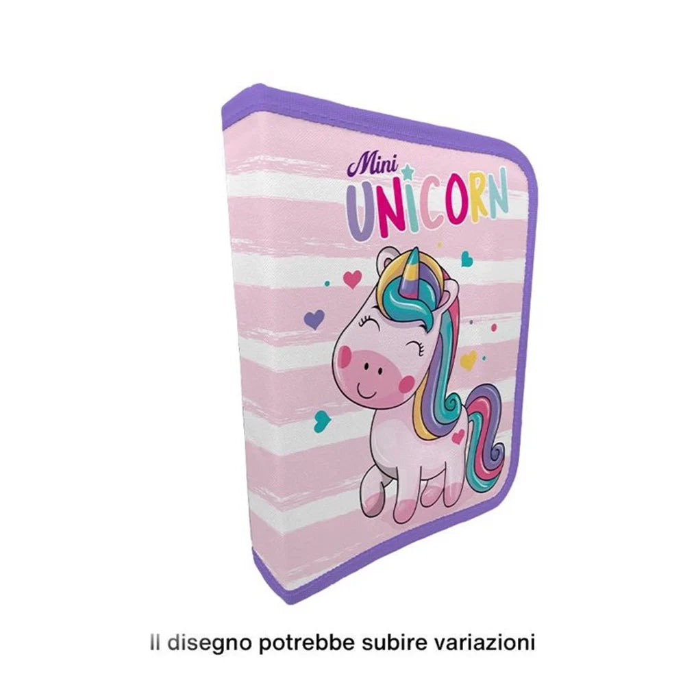 Trade Shop - Astuccio A 1 Zip Cerniera Riempito Grafica Unicorno Con Cancelleria Scuola Bambine 741547 -