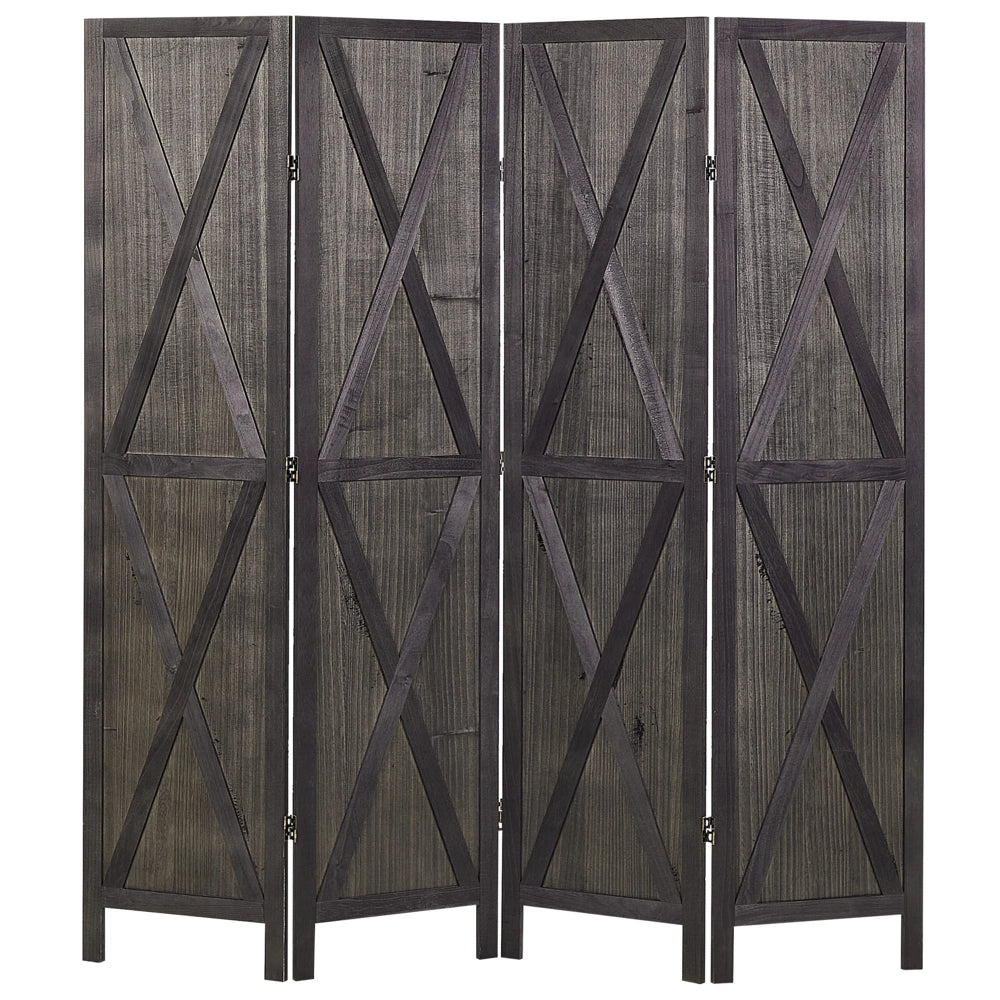 Divisorio per ambienti in legno compensato di legno Paulownia nero 4 pannelli pieghevoli schermo decorativo divisorio
