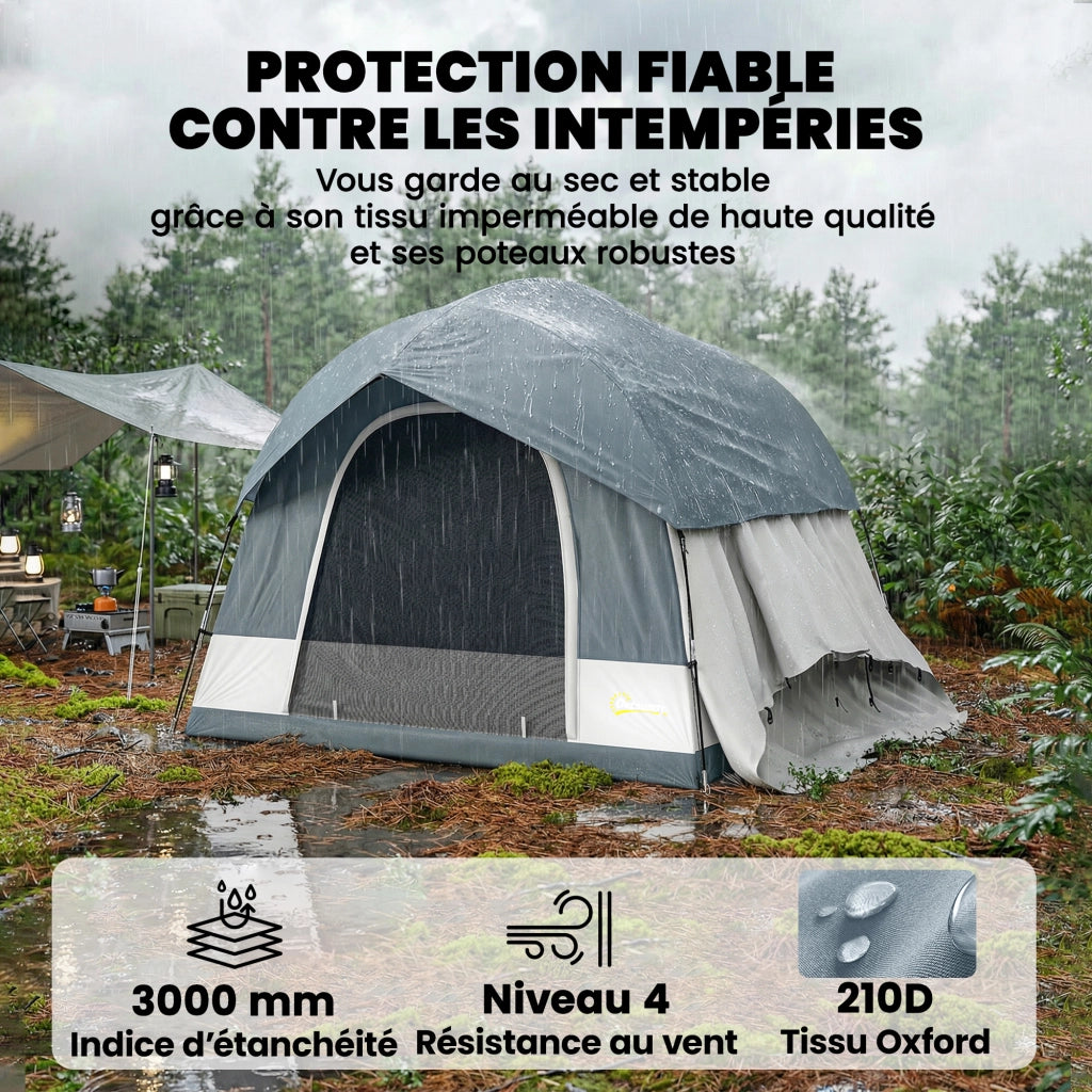 Tenda da campeggio 2-4 persone con 3 porte ¨C zephmum ¨C Blu scuro