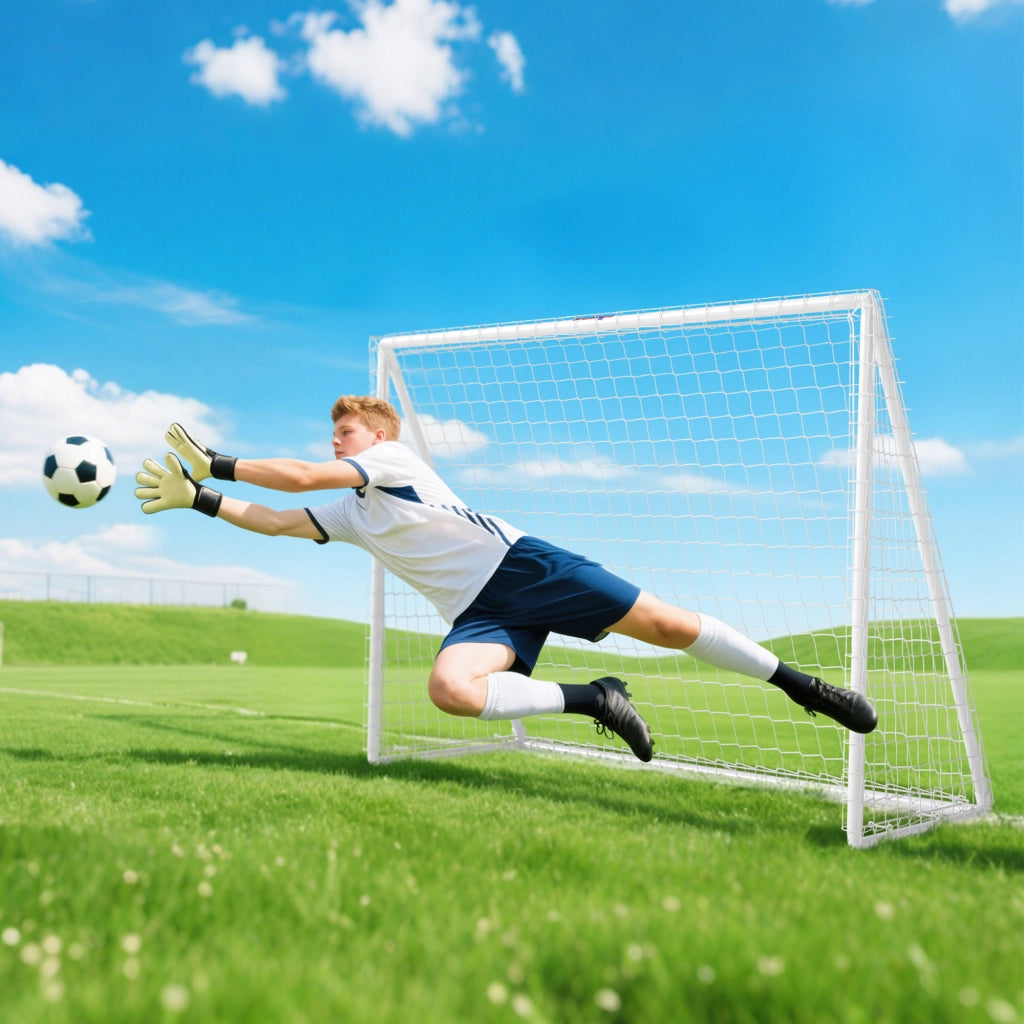 Set da calcio con rete ¨C zephmum ¨C PVC 2.4x1.8m bianco