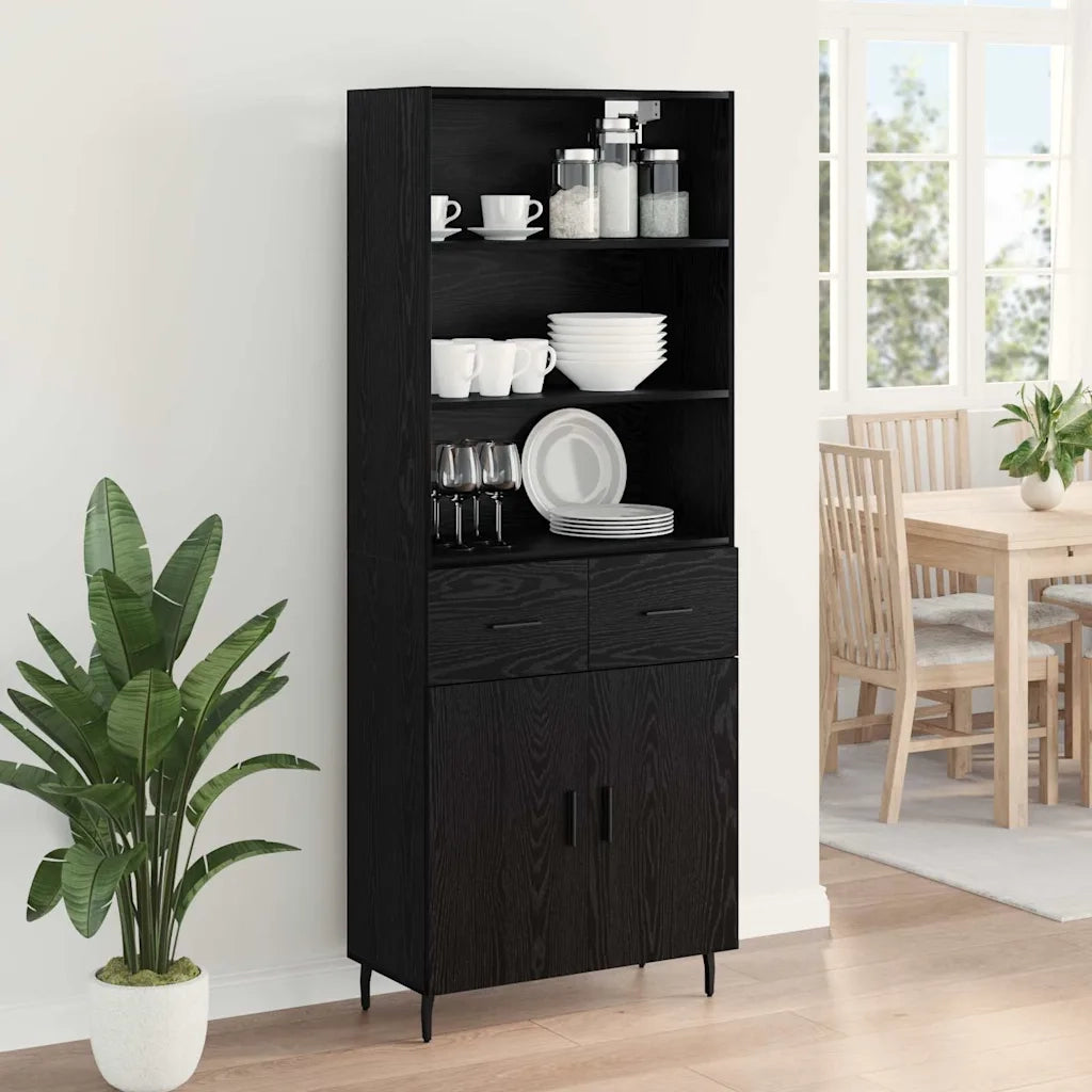 Credenza con cassetto Rovere Nero 69,5 x 34 x 180 cm 3416120