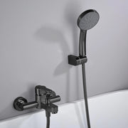 IMEX Miscelatore Vasca-Doccia Roma Nero Opaco in Ottone e Zama con Tubo Flessibile Metallico 180 cm Supporto Doccia ABS Maniglia Rotonda Cartuccia Ceramica Ø35 mm – Modello Imex-BDR001-4NG