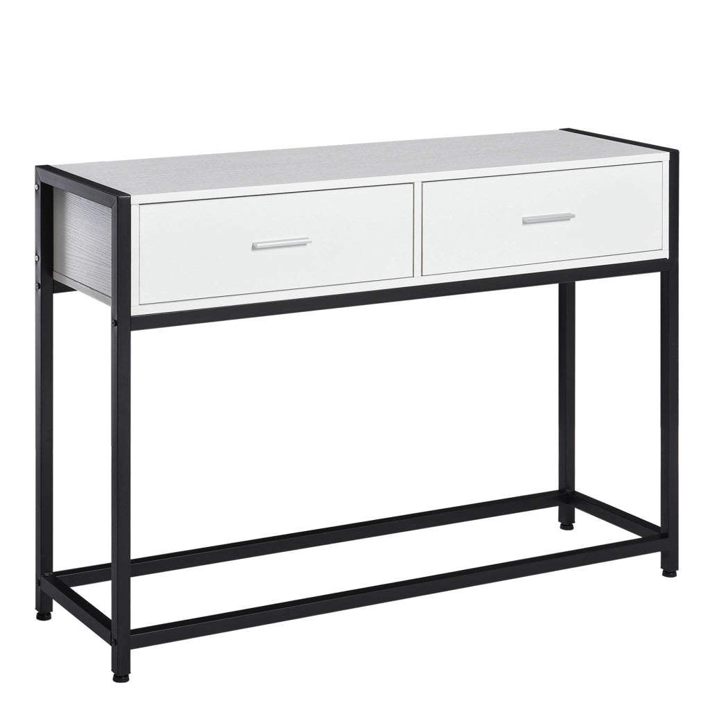 Tavolo consolle con 2 cassetti ¨C zephmum ¨C legno bianco e metallo nero 120x34x81cm