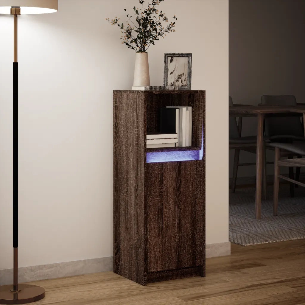 Credenza con LED-Buffet-Armadio da cucina Rovere Marrone 38x34x100 cm Legno Multistrato
