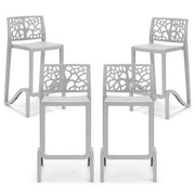 Set 4 sgabelli in polipropilene TETI altezza seduta 75cm, impilabile, idrorepellente, resistente ai raggi UV, design moderno e innovativo, ideale per la cucina, la veranda o giardino colore Bianco