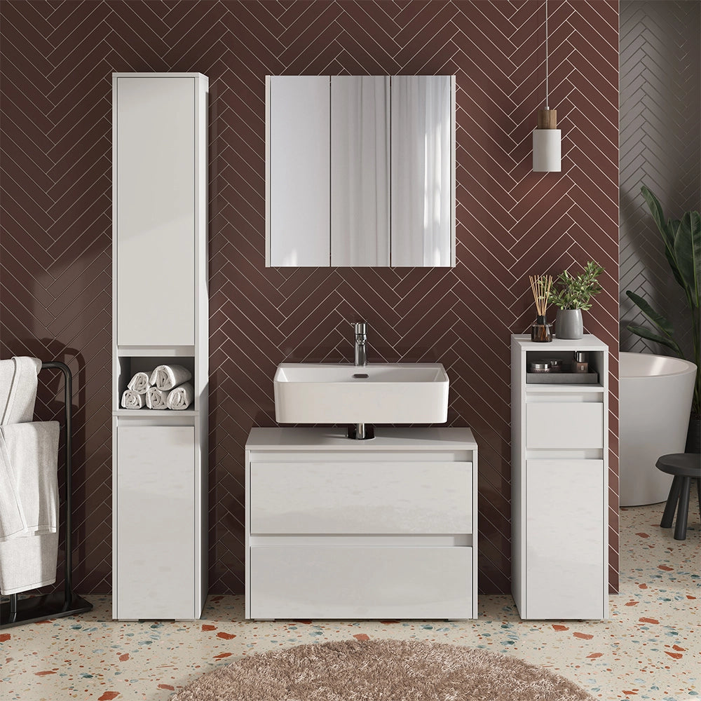 Vicco Set di mobili da bagno Bianco/bianco lucido 2 parti