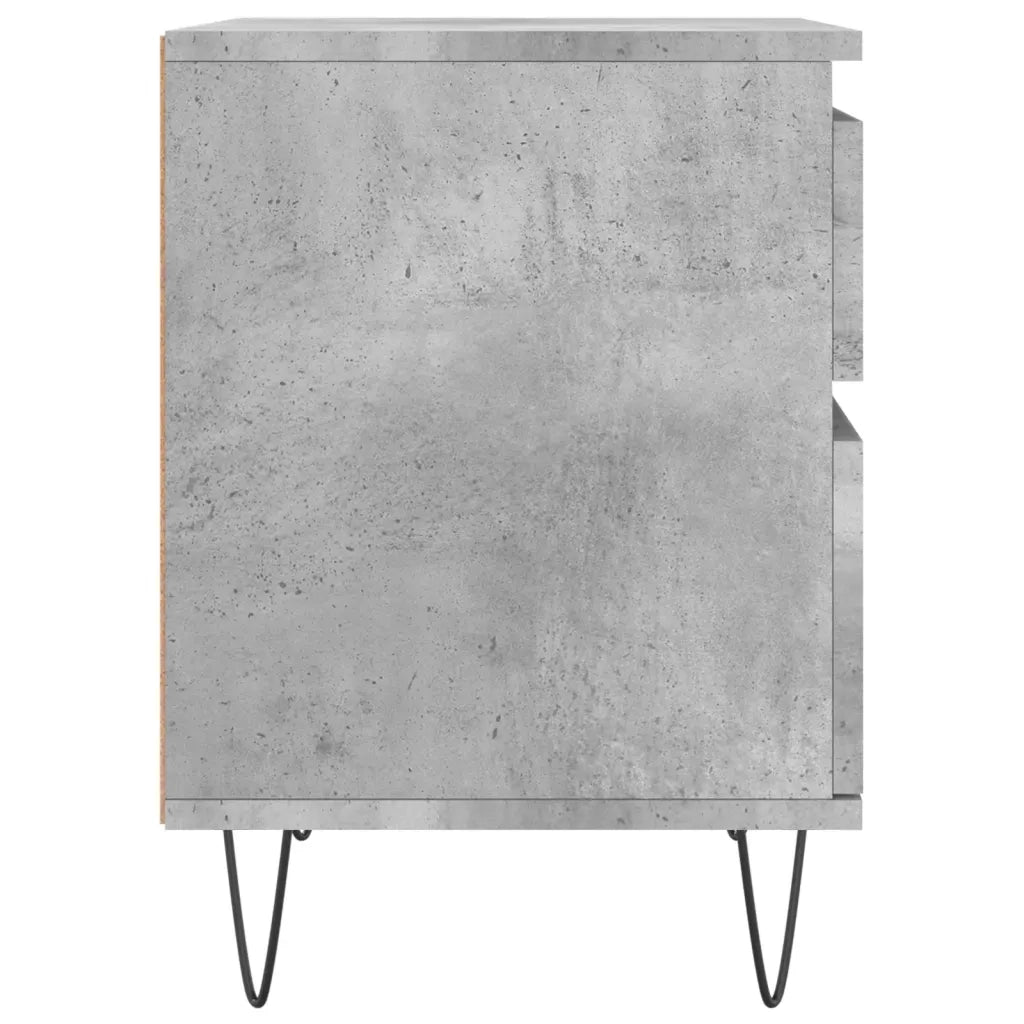 Comodino Grigio Cemento 40x35x50 cm in Legno Multistrato 830676