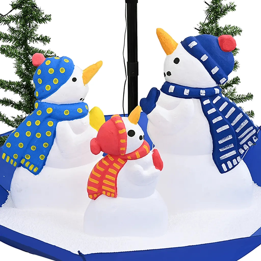 Albero di Natale | Decorazioni natalizie con Nevicata e Base ad Ombrello Blu 170 cm PVC