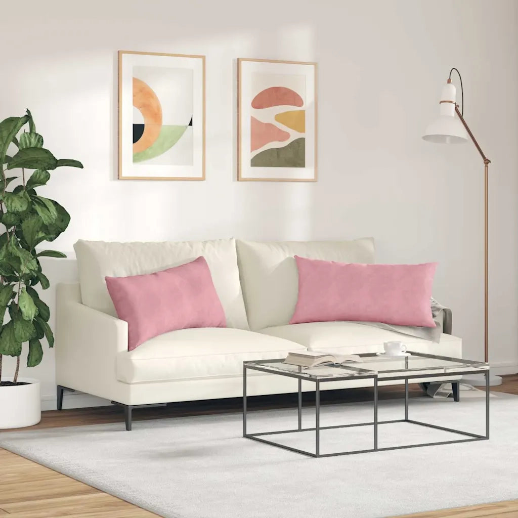 Cuscini da Divano 2 pcs Rosa 80 x 40 cm Tessuto in Cords