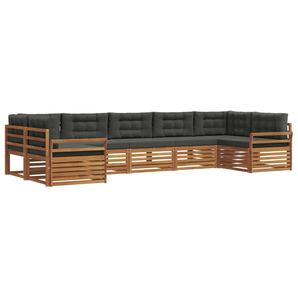 Set di divani da esterno con cuscino 7 pcs Naturale e Antracite 3374062