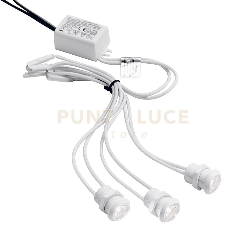 GFA920N- MODULO DA 3 FARETTI LED 4000K 480LM 3X1W D.2CM DA INCASSO BIANCO